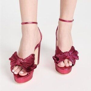 NWT Loeffler Randall Natalia pleated platform sandal heel in fuchsia 10